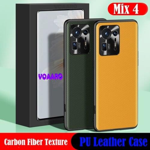 Mix4 Capa for Xiaomi Mi Mix 4 Case Carbon Fiber Texture Leather Cover for Xiaomi Mi 11 Ultra Pro Metal Camera Protective Case