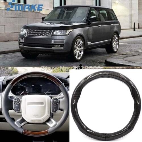 SmRKE Car Accessories For Land Rover Range Rover Black Carbon Fiber Leather Steering Wheel Cover Sport Racing Car Styling