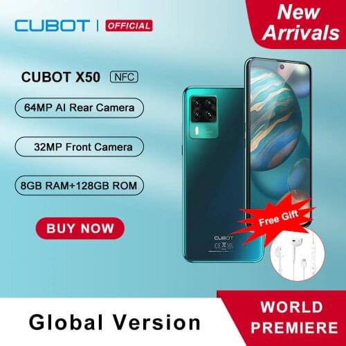 Cubot X50 8GB Smartphone NFC 64MP Quad Camera 32MP Selfie 128GB ROM 6.67"FHD+ Screen Global Version Mobile Phone 4500mAh Celular