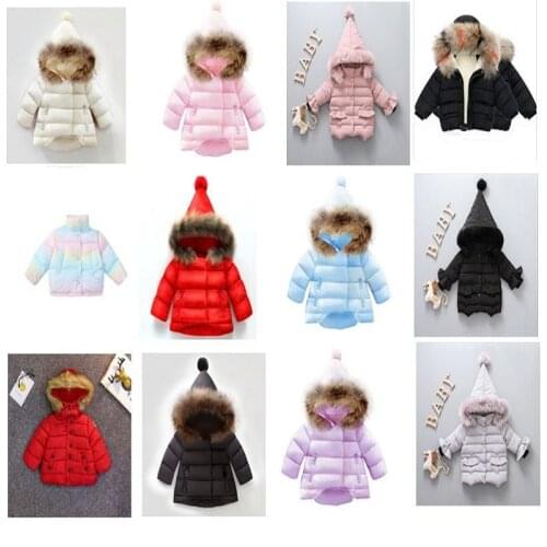 Kids coat winter clothes children boy girl Fur collar Warm Hoodies Outerwear Baby Cotton-padded 1-6Y RED PINK BLACK 2020 jacket