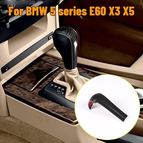 For BMW 5 series E60 X3 E83 6 series E63 X5 E53 ABS Carbon Fiber Car Gear Shift Handle Sleeve Sticker Cover Trim Car Decoration