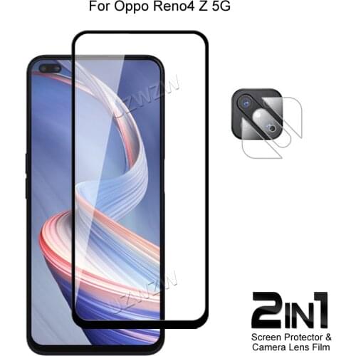 For Oppo Reno4 Z 5G Front Screen Protector Protective Tempered Glass & Camera Lens Film