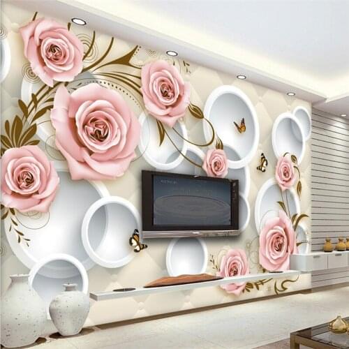 Beibehang Custom Rose circle geometry Photo Wallpapers for Living Room bedroom Mural wall paper Home Decoration