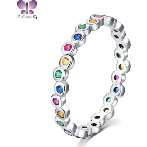 Hot Selling 925 Sterling Silver Color Simulation Diamond Ring Fashion Eternal Band Anniversary Gift Jewelry