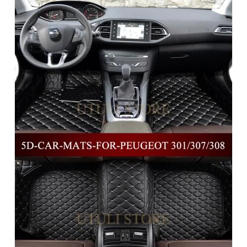 Leather Car floor mats Carpet Mat for Peugeot 301 307 308 206 207 208 508 308sw 307sw 5D waterproof custom fit car foot mats