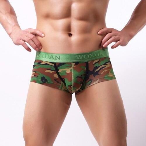 Men Underwear Camouflage Printed Sexy Bugle Pouch Boxer Shorts Onderbroek Mannen Boxershorts Cueca Masculina Slip Intimo Bikini