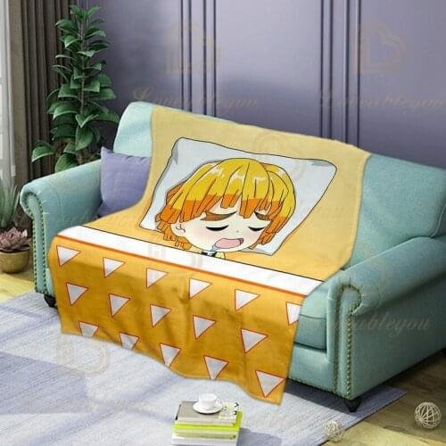 Agatsuma Zenitsu Demon Slayers Soft and Comfortable Blanket Flannel Printing Sleeping Blanket on The Bed or Sofa Keep Warm