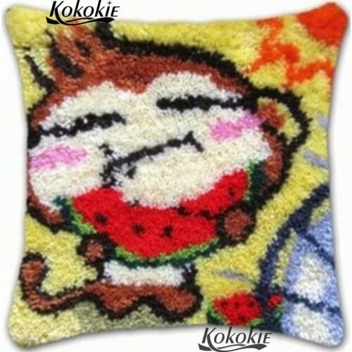 Cross stitch sets sale diy needlework latch hook rug kits cotton embroidery yarn rmonkey carpet cushion Patchwork Pillowcase