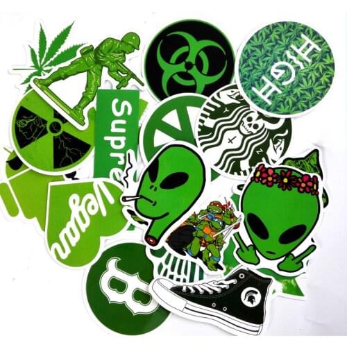 20 Pieces/lot Green Style Stickers For Car Laptop Bicycle Luggage Skateboard Motorcycle Refrigerator Decal Toy WaterproofSticker