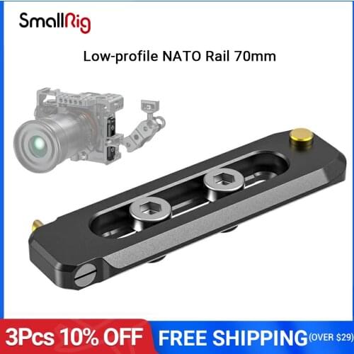 SmallRig Low-profile 70mm Long NATO Rail 6mm Thick Quick Release Nato Rail With 1/4"-20 Mounting Hole For NATO Clamp/Handle-2483