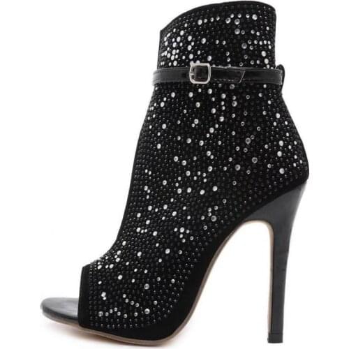 2021 NEW Women Sandals Ankle Straps High Heels Buckle Transparent Crystal Sandals Heel Pumps Ladies Party Women Shoes Woman