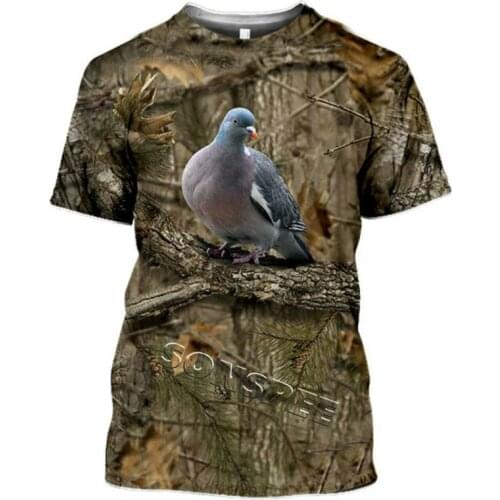 2021 Summer New Mens T-shirt Hunting Animal Moose/rabbit 3D Printing Short-sleeved Street Casual Clothing