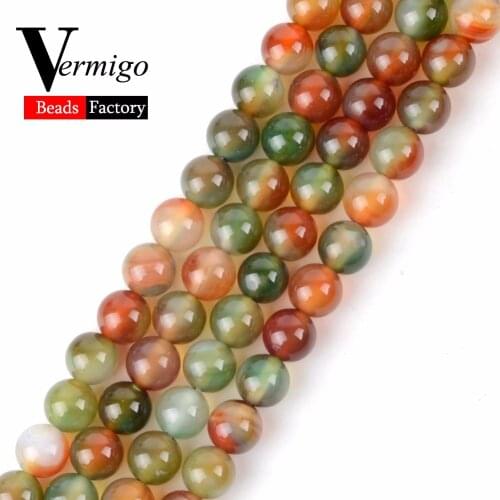 Multicolor Peacock Agates Beads Naturla Stone Ball Beads For Beadwork Jewelry Making Diy Bracelet Size 4 6 8 10 12mm 15"Strand