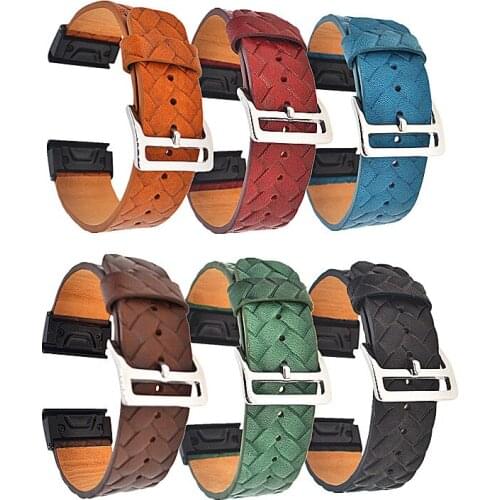 26MM Garmin Luxury Genuine Leather Band Quick Release Strap for Fenix 3 Replacement Wristband for Garmin Fenix 6x/5X/Fenix 3 HR