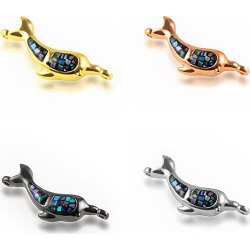 Luxury DIY jewelry charm dolphin pendant necklace connector accessorie miniature precision inlay zircon bracelet gift