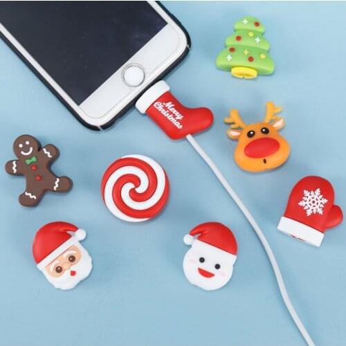 Christmas Cable Bites Squishy Toys Protector for Iphone for Android USB Protege Cable Charger phone Accessory Christmas Gifts 39