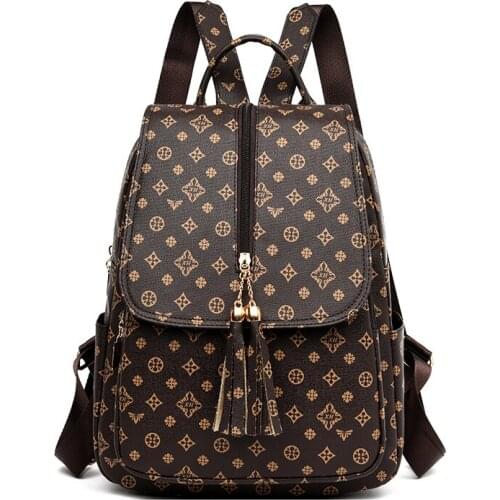 2021 New Mochila Escolar Tassel Zipper Women Backpack Retro Female Schoolbags Girl Travel Book Bags Ladies Shoulder Bag