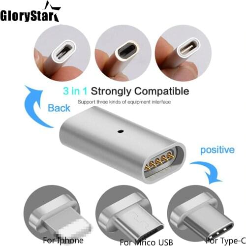 Sliver Micro Usb Magnet To Type-C/IOS/Android Charging Magnetic Adapter for Galaxy S8 Plus 6/7/8 Plus Magnetic Adapter Converter
