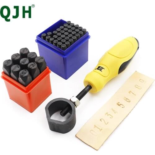 English Letters Numbers Stamping Punch Steel Mold Tool Metal Digital Punch Stamp Pressing Kit Stamp Percussion Safety Handle