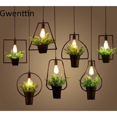 Modern Plant DIY Pendant Lights Nordic LED Loft Industrial Hanging Lamp for Home Decor Dining Room Lighting Fixtures Luminaire