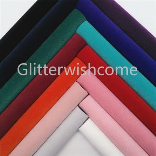 Glitterwishcome 21X29CM A4 Size Vinyl For Bows Suede Faux Fabric, Synthetic leather Faux Leather Sheets for Bows, GM575B