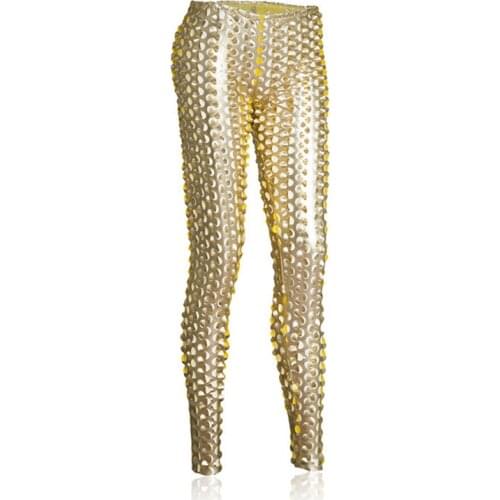 Female Sexy Erotic Hollow Pants Patent Leather Transparent Open Crotch Legging Sexy Stripper Cloth for women night club clothing