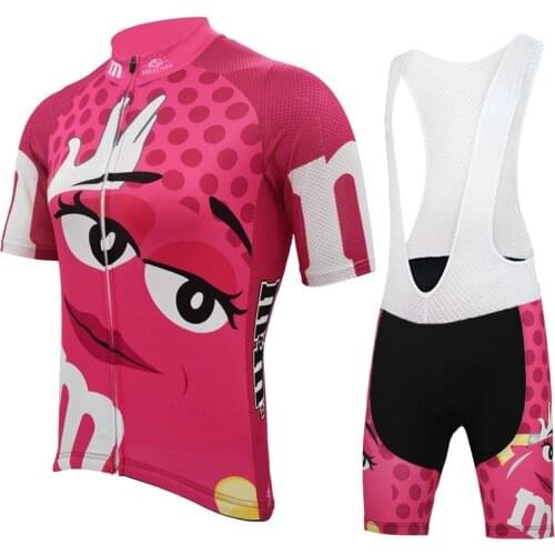 Womans Summer Pink Cycling Jersey Set Breathable Mountain Bike Cycling Sport Top Quick Dry Short Sleeve Cycling Clothing