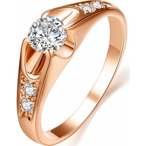 Brand Rose Gold Color Engagement Rings for Women High Quality Anel Casamento Created Zircon Crystal Jewelry Italina Rigant Gift