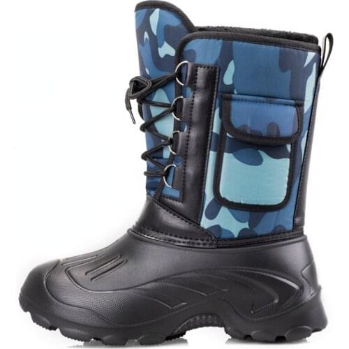 Winter High Boots for Man Outdoor Travel Snow Boots Bandage Non-slip waterproof Cotton Shoes Men Plus Velvet Keep Warm Shoes