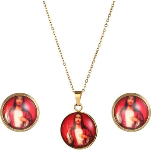 Ethiopian Trendy Pendant Necklace Earrings Religious Jesus Christian Charm Jewelry