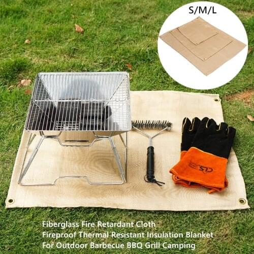 1Pc Outdoor Camping Fire Blanket Barbecue Heat Insulation Pad Emergency Fire Protection Cover