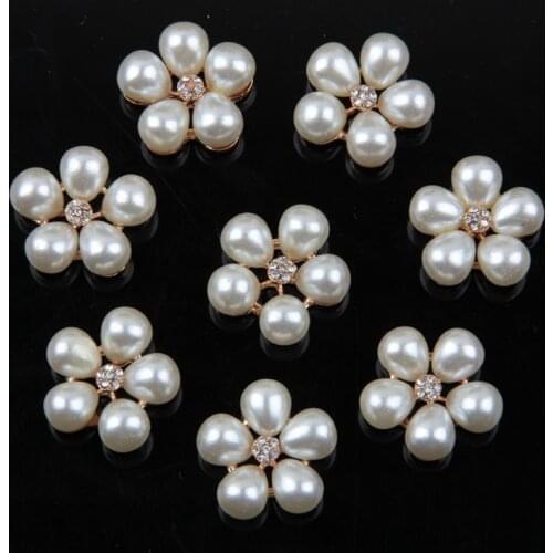10pcs/lot Fashion Crystal Rhinestone Pearl Flower Embellishments Buttons DIY Handmade Materials Christmas Decoration Buckle