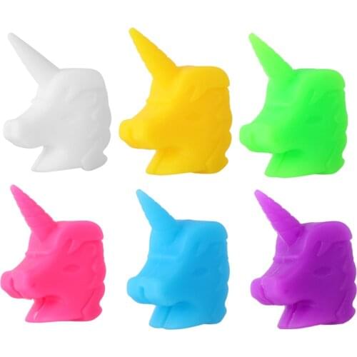 12pcs 6 Color Silicone Unicorn Wine Glass Marker Cute Drinking Cup Identifier Party Cup Sign Glass Identifier (Assorted Color)