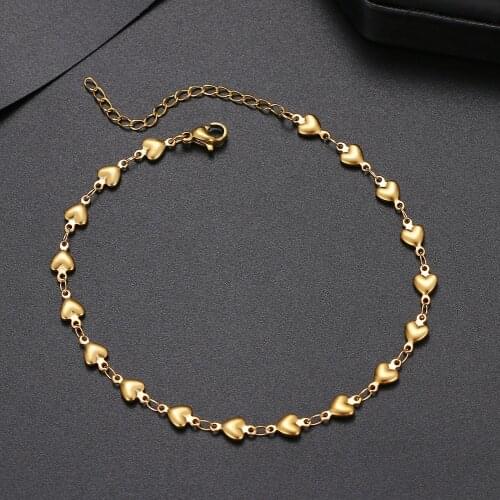 2021 Stainless Steel Fashion New Chain Heart Anklets Barefoot Gold Color Anklet For Women Jewelry Party Friends Gifts NEW Summer