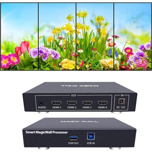 ISEEVY 4 Channel Magic Video Wall Processor for 1x4 4x1 1x3 3x1 TV Wall and 0~360 Degree Art Video Wall Pixel to Pixel Display