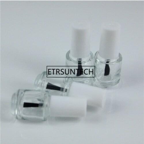 5ml 10ml 15ml Empty Round Glass Nail Polish Bottle Portable Small Brush Nail Art Container Glass Nail Oil Bottles F1301