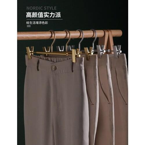 5pcs/lot Aluminum Pants Hangers Durable Metal Skirt Slack Hanger Metal Rack for Trouser swith 2-Adjustable Non Slip Clips