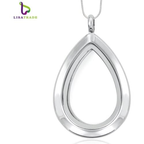 5PCS Water Drop Locket Pendant Necklace Magnetic Floating Charms locket Zinc Alloy (chains included) LSFL047-1*5