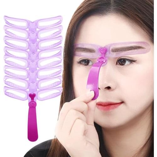 1 Set Reusable 8 In 1 Eyebrow Shaping Template Helper Eyebrow Stencils Kit Grooming Card Eyebrow Defining Makeup Tools