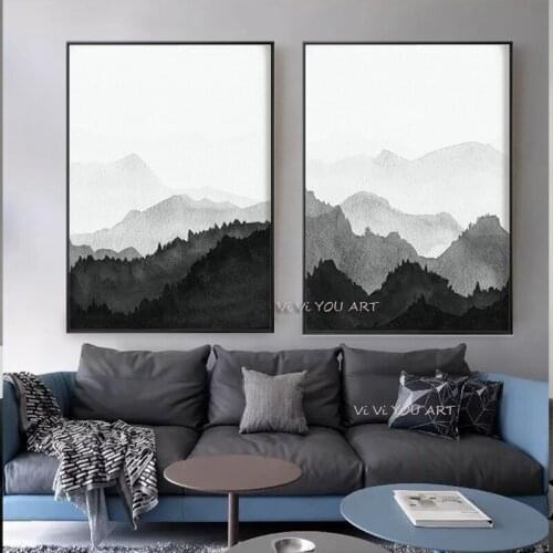 100% Handmade Abstract Mountain Canvas Paintings Interior Wall Art Poster and Vintage Pictures for Living Room Home Decorations