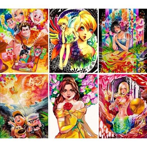 5D DIY Diamond Painting Disney Flower Princess Cartoon Landscape Square/Round Embroidery Mosaic Kit Handmade Art Gift Home Decor