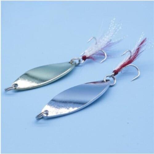 Spinner Spoon Fishing Lures Gold Silver Wobblers Metal Sequin 9g 6g Trout Spoon With Feather Treble Hooks for Carp Fishing Pesca