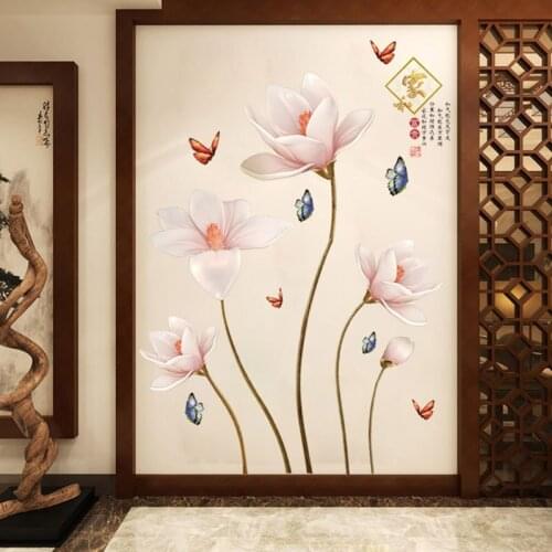 Rich Embossed Flowers Wall Sticker Modern Chinese Style Study Room Living Room TV Background Decoration Murals Room Decoration