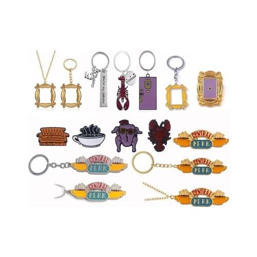 RJ TV Series Friends Logo Keychains Pendants Central Perk Coffee Time Chaveiro Metal Car Keyring Good Friends Xmas Gift Jewelry