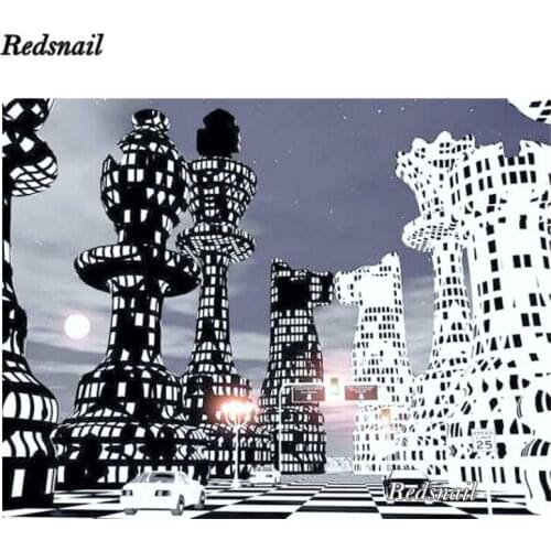 Black and white art 5D DIY Diamond Painting City night scene Full Square Round Drill 3D Rhinestone Embroidery Mosaic Decor EE204