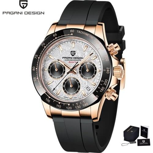 PAGANI DESIGN Top Luxury Brand Mens Business Fashion Classic Chronograph Quartz Watch Rubber Automatic Date Waterproof Clock
