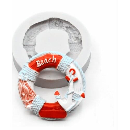 CHYYIT Marine Series Silicone Mold Lifebuoy Shape Cake Decoration Tool Fondant Mold Chocolate Sugarcraft Mould Cake Baking Mould