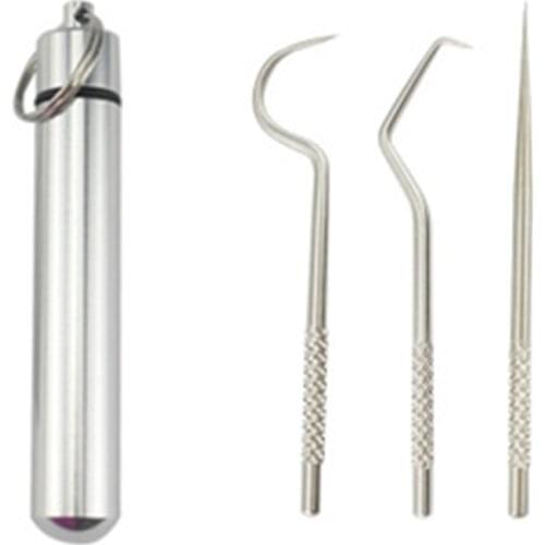 Stainless Steel Toothpick Aluminum Metal Toothpick Holder Decorative Portable Outdoor Dispenser With Reusable Food Fruit Picks