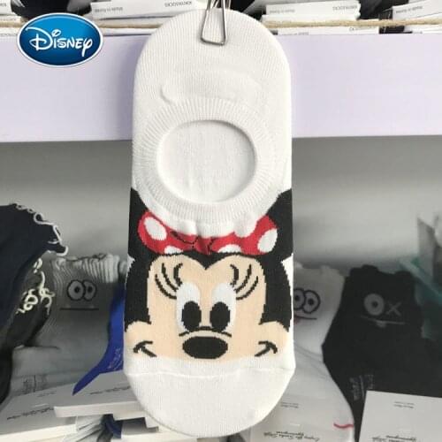 Disney cartoon Mickey Donald Duck cute print cotton socks white printing fashion boat socks non-slip silicone socks