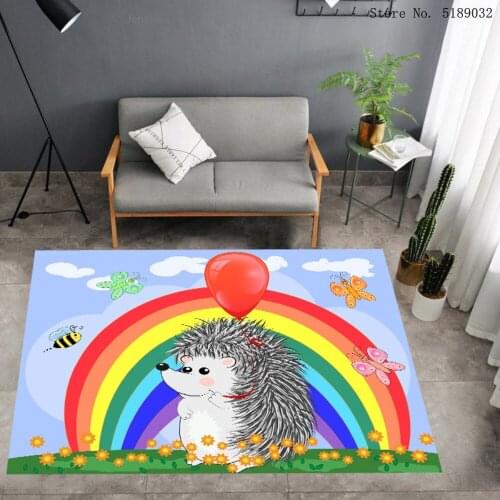 Hedgehog Butterfly Carpet Welcome Entrance Doormats Cloud Rainbow Sky Cartoon Kids Bedroom Floor Mat Dust Outdoor Kitchen Mats